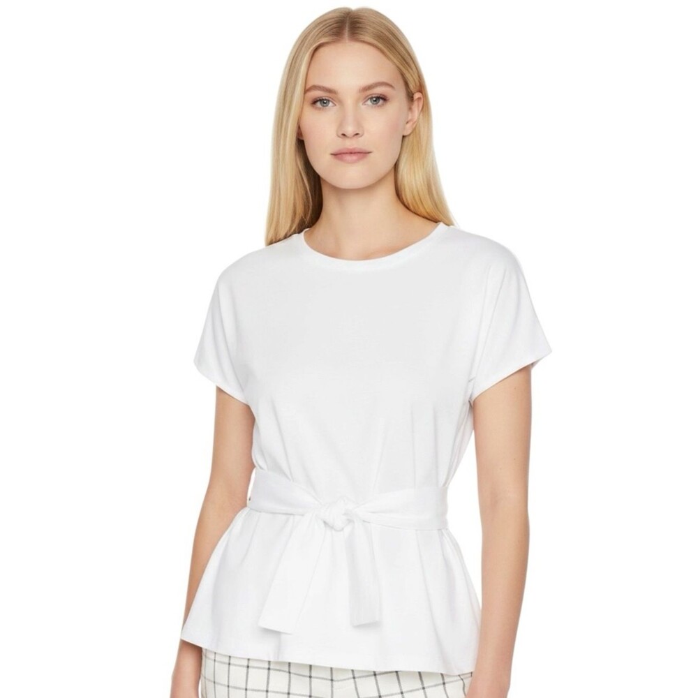 🔃Express White Short Sleeve Waist Tie Shirt